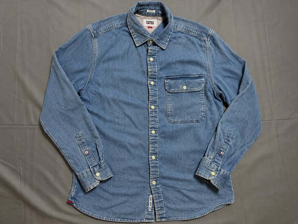 Tommy Jeans Slim Fit Denim Long Sleeve Button Up Shirt